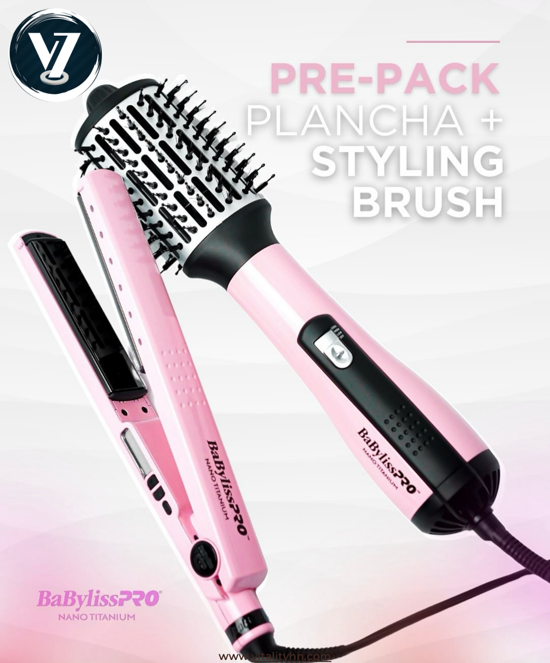 Pre-Pack Miami Pink BabylissPRO Plancha + Cepillo