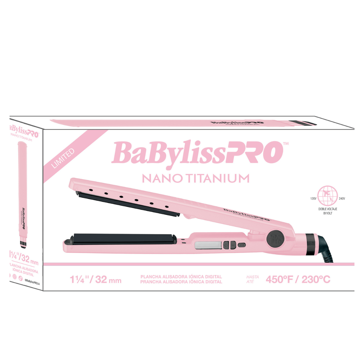 Plancha de Cabello BaBylissPRO Nano Titanium 1¼” Edición Pink BNTPBK4091